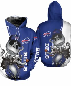 buffalo bills jack skellington and zero 3d hoodie