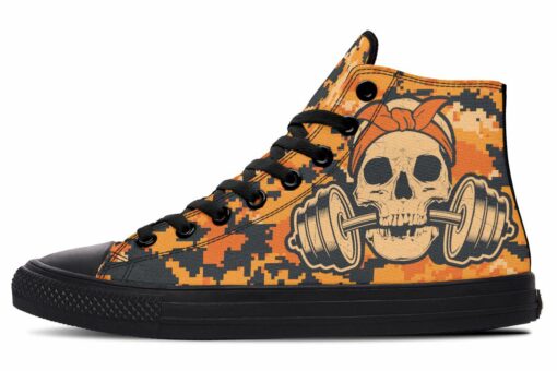 camo skull lifter high top canvas shoes