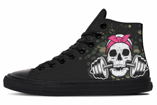 camo splat skull high top canvas shoes