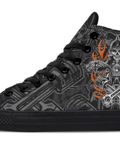 cartoon rider and flames high top canvas shoes