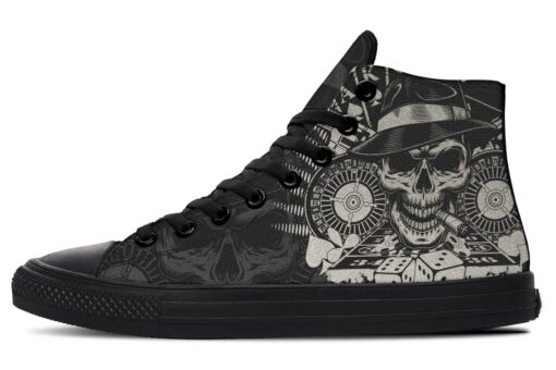 casino skull high top canvas shoes