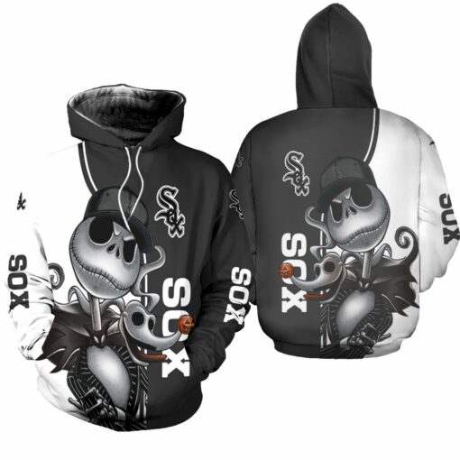 chicago white sox jack skellington and zero 3d hoodie