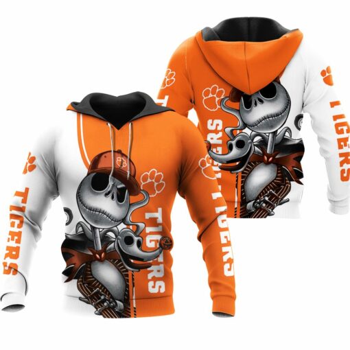 clemson tigers jack skellington and zero 3d hoodie
