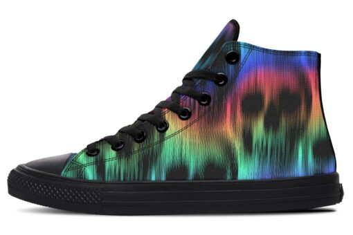 colorful abstract skull high top canvas shoes