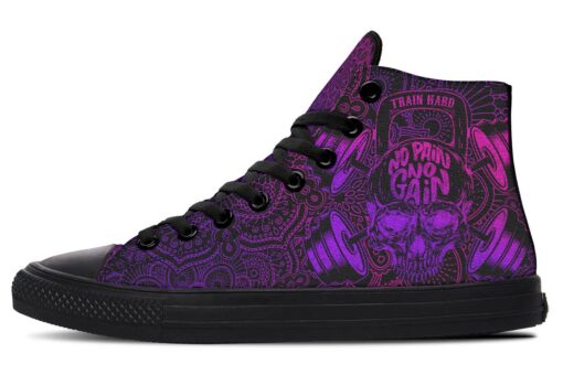 colorful no pain no gain high top canvas shoes