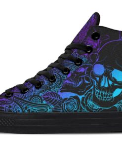 colorful rose and skull high top canvas shoes