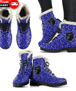 crips gang bulldog faux fur leather boots