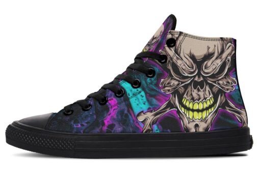 crossed bones color skull high top canvas shoes
