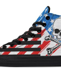 crossed bones flag high top canvas shoes