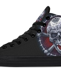 crossed bones skull high top canvas shoes