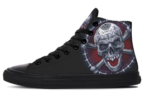 crossed bones skull high top canvas shoes
