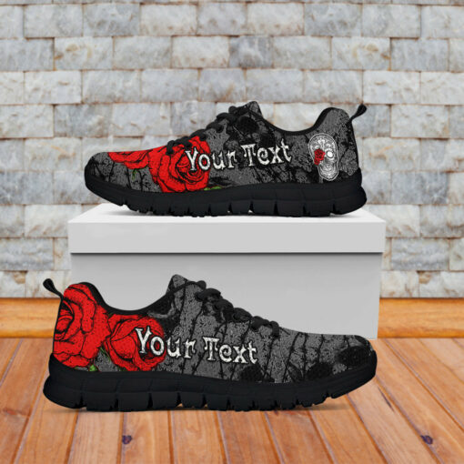 custom personalised skull with rose sneakers version black grunge lt13