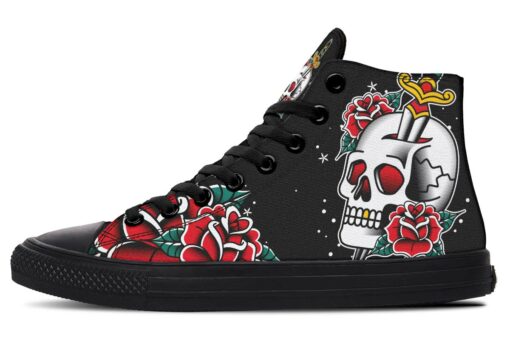 dagger knife skull high top canvas shoes