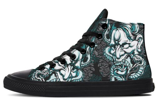 dangerous blue snake high top canvas shoes