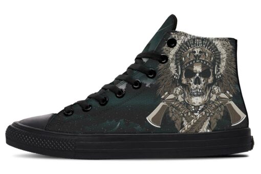 dangerous native american chief with axe high top canvas shoes
