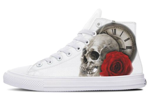 death vintage clock high top canvas shoes