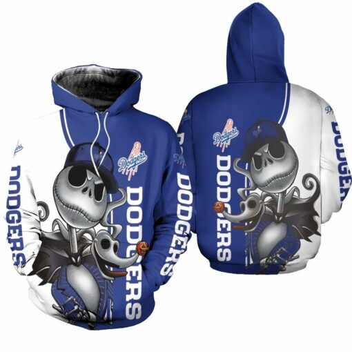 dodgers jack skellington and zero 3d hoodie