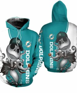 dolphins jack skellington and zero 3d hoodie