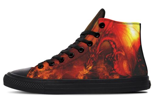 dragon and fire high top canvas shoes