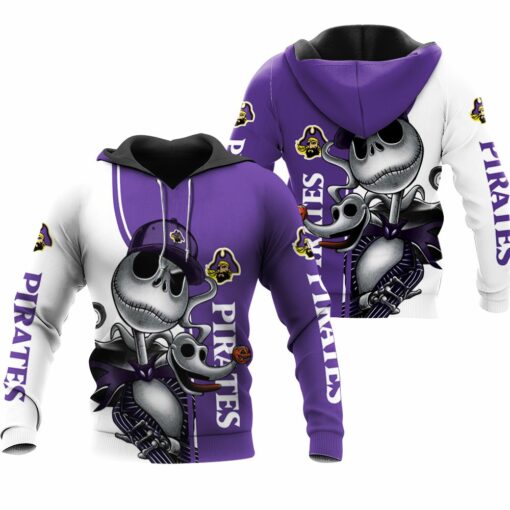 east carolina pirates jack skellington and zero 3d hoodie