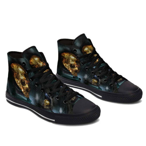 fantasy gold skull high top shoes