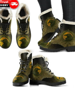faux fur leather boots ethnic odin raven gold a32