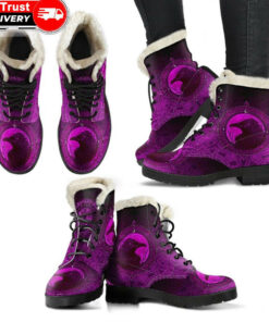 faux fur leather boots ethnic odin raven pink a31