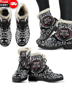 faux fur leather boots fenrir wolf a31