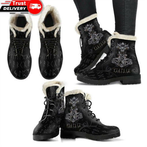 faux fur leather boots mjolnir a7