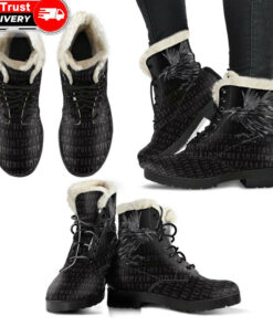 faux fur leather boots odin huginn and muninn rune a27
