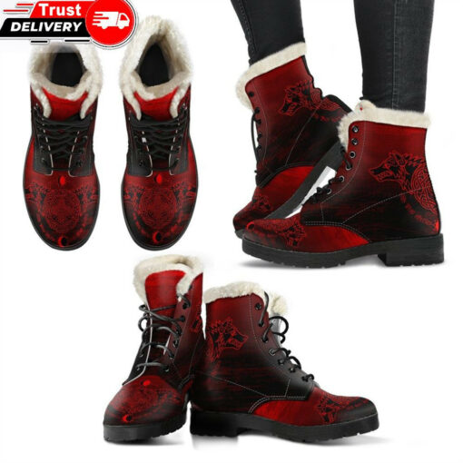 faux fur leather boots skoll and hati a31