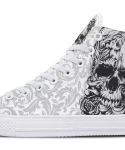 fine skull art high top canvas shoes