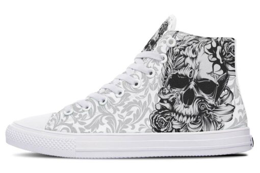fine skull art high top canvas shoes