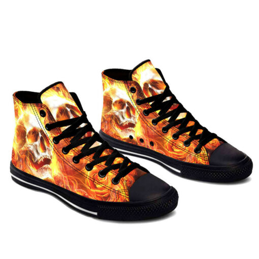 fire rose skull high top shoes