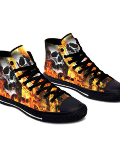 fire skull high top shoes