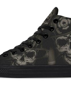 fireman skull high top canvas shoes