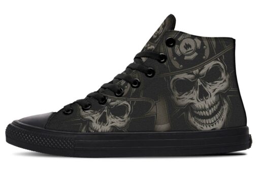 fireman skull high top canvas shoes