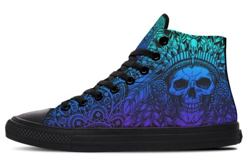 flamboyant death head high top canvas shoes