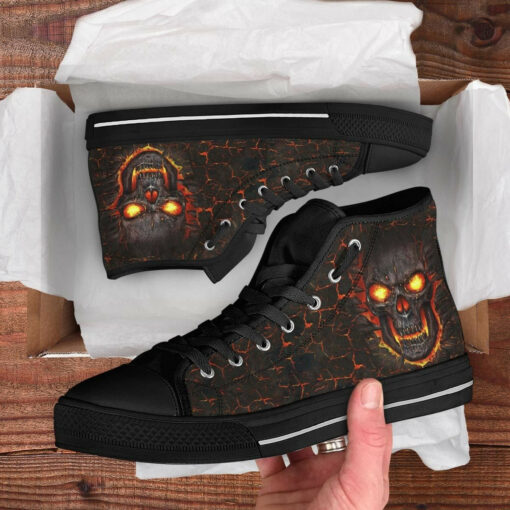 flower skull lovers unisex high top canvas shoes