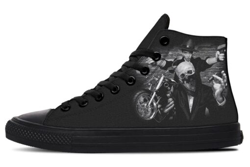 gansta skeleton high top canvas shoes