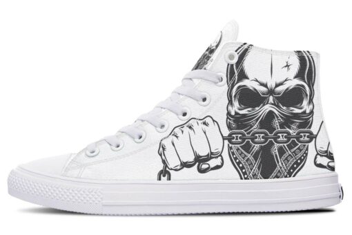 gansta skull and chain high top canvas shoes