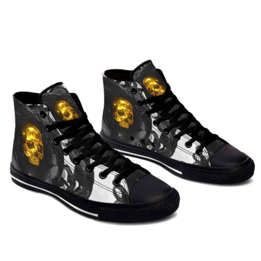 gold fantasy skull high top shoes