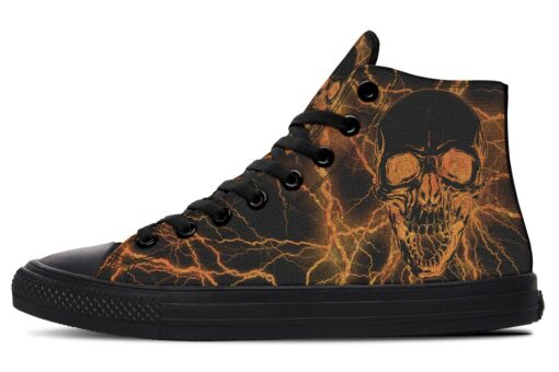 gold lightning skull high top canvas shoes