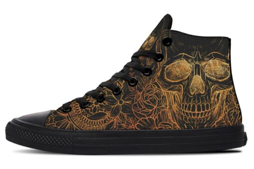 gold skull high top canvas shoes