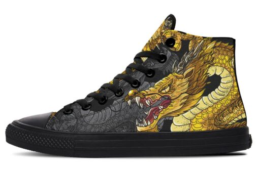golden japanese dragon high top canvas shoes
