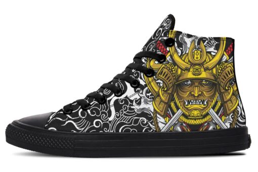 golden kabuto mask high top canvas shoes