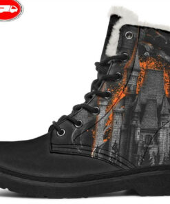 gothic castle faux fur leather boots