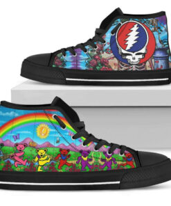grateful dead dacing bears sneakers high top shoes