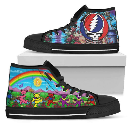 grateful dead dacing bears sneakers high top shoes