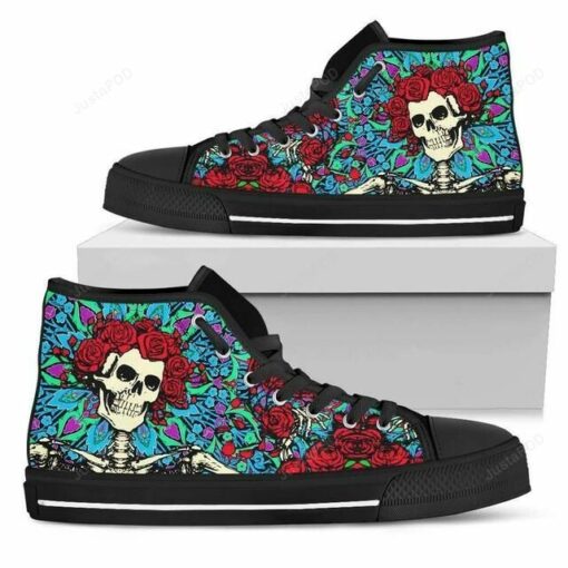 grateful dead skeleton high top shoes